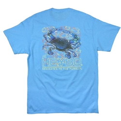 HEYBO HEY1130S 100% PRE-SHRUNK LIGHT BLUE SHORT SLEEVE TEE BLUE CRAB SIZE SMALL