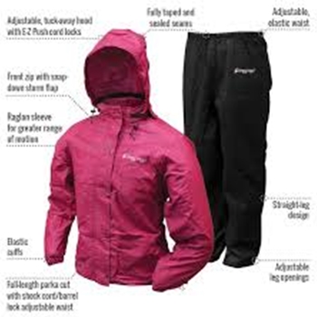 FROGG TOGG AP13580-115 WOMEN'S CLASSIC ALL PURPOSE WATERPROOF BREATABLE RAIN SUIT BLACK CHERRY/BLACK SIZE SMALL