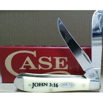 CASE 08850 RELIGIOUS YELLOW SYNTHETIC SMOOTH MINI TRAPPER JOHN 3:16