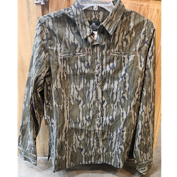 WFS BC405-S-500-M WOMEN'S COTTON/POLY LONG SLEEVE BUTTON UP MOSSY OAK BOTTOMLAND SIZE MEDIUM