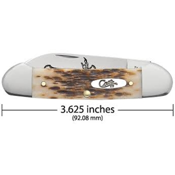 CASE 00263 AMBER BONE PEACH SEED JIG CANOE