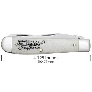 CASE 08795 RELIGIOUS NATURAL BONE SMOOTH TRAPPER PSALMS 23